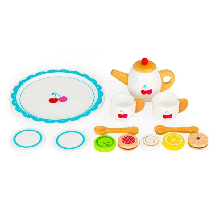 Set cu 14 accesorii pentru ceai din lemn Ecotoys PH01A003