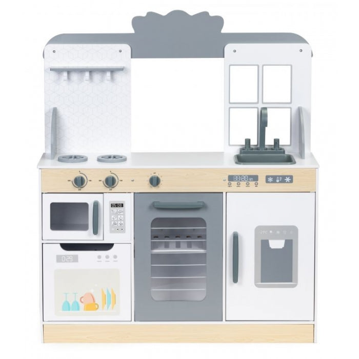 Bucatarie din lemn 2 in 1 tip restaurant pentru copii Ecotoys 7261