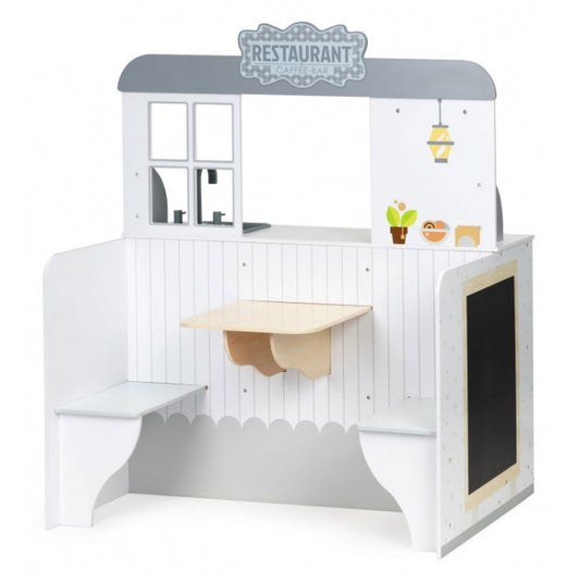 Bucatarie din lemn 2 in 1 tip restaurant pentru copii Ecotoys 7261