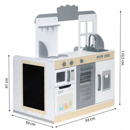 Bucatarie din lemn 2 in 1 tip restaurant pentru copii Ecotoys 7261