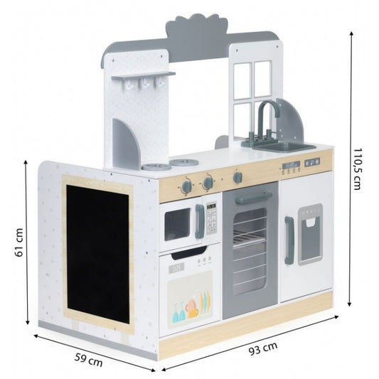 Bucatarie din lemn 2 in 1 tip restaurant pentru copii Ecotoys 7261