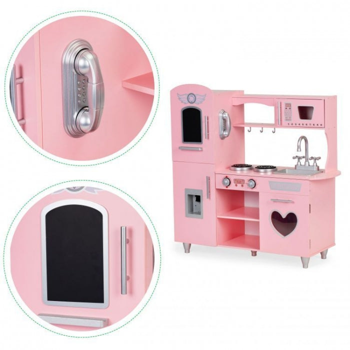 Bucatarie mare din lemn pentru copii cu sunete si accesorii Ecotoys 7268