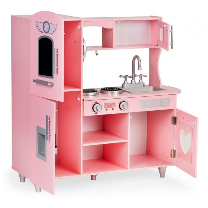 Bucatarie mare din lemn pentru copii cu sunete si accesorii Ecotoys 7268