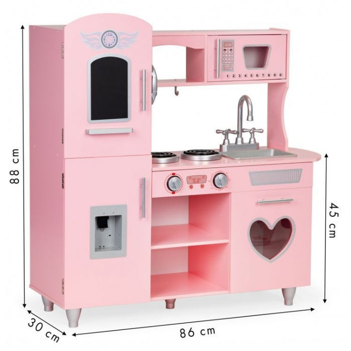 Bucatarie mare din lemn pentru copii cu sunete si accesorii Ecotoys 7268