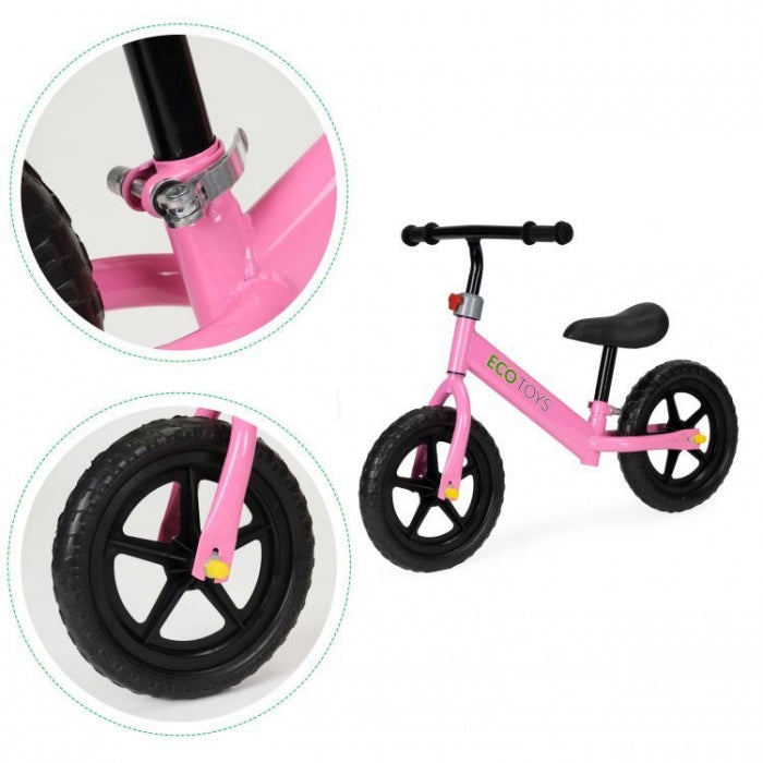 Bicicleta fara pedale cu roti din spuma EVA Ecotoys JM-763 - Roz