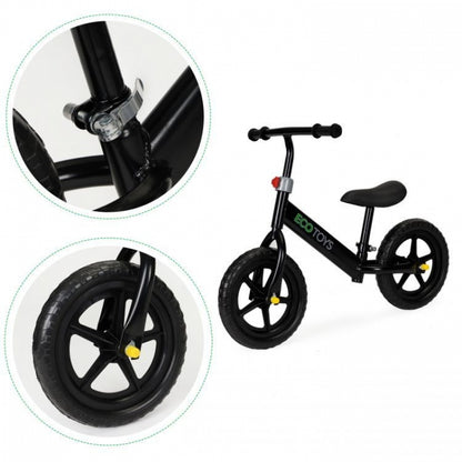 Bicicleta fara pedale cu roti din spuma EVA Ecotoys JM-763 - Negru