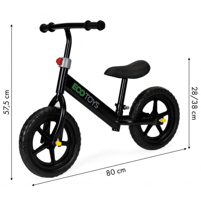 Bicicleta fara pedale cu roti din spuma EVA Ecotoys JM-763 - Negru
