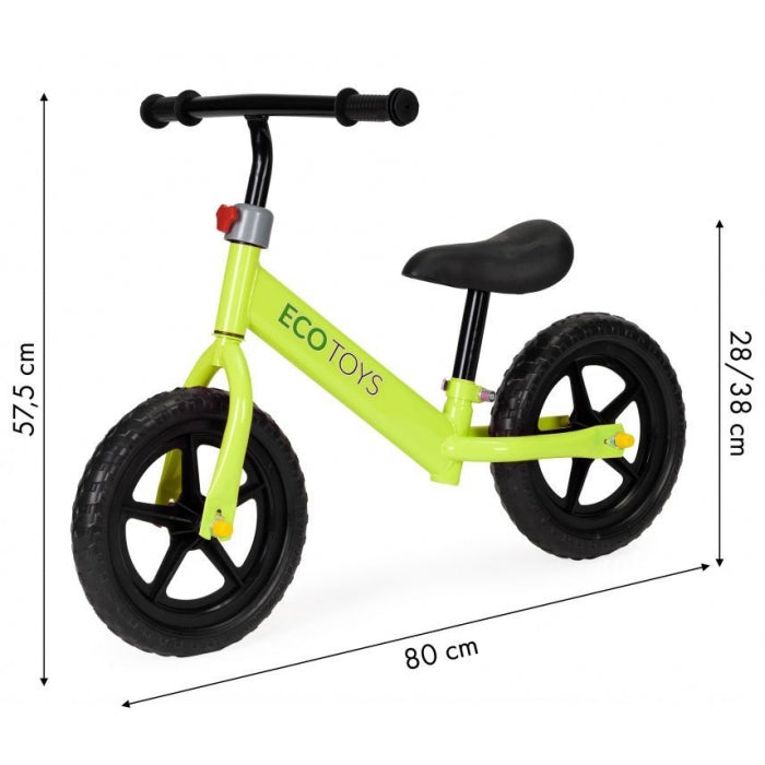 Bicicleta fara pedale cu roti din spuma EVA Ecotoys JM-763 - Verde - Resigilat