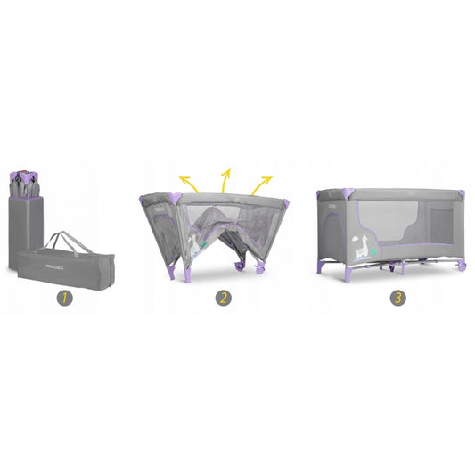 Patut pliabil Ricokids RK-240 Gri cu mov