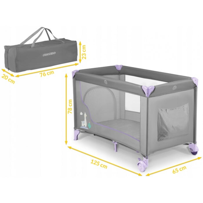 Patut pliabil Ricokids RK-240 Gri cu mov