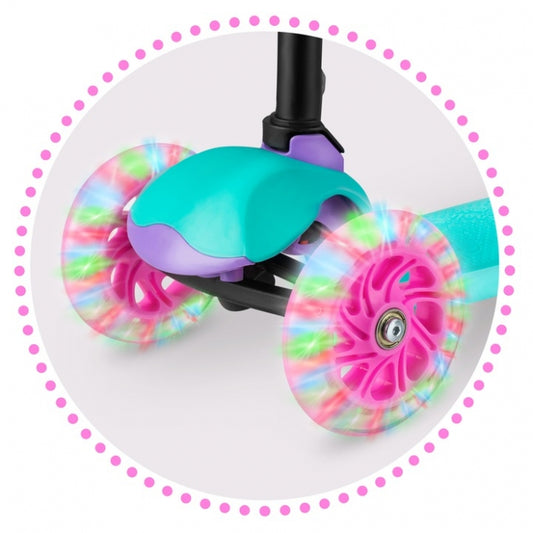 Trotineta cu roti cu LED Ricokids Loco 765104 - Turcoaz cu roz