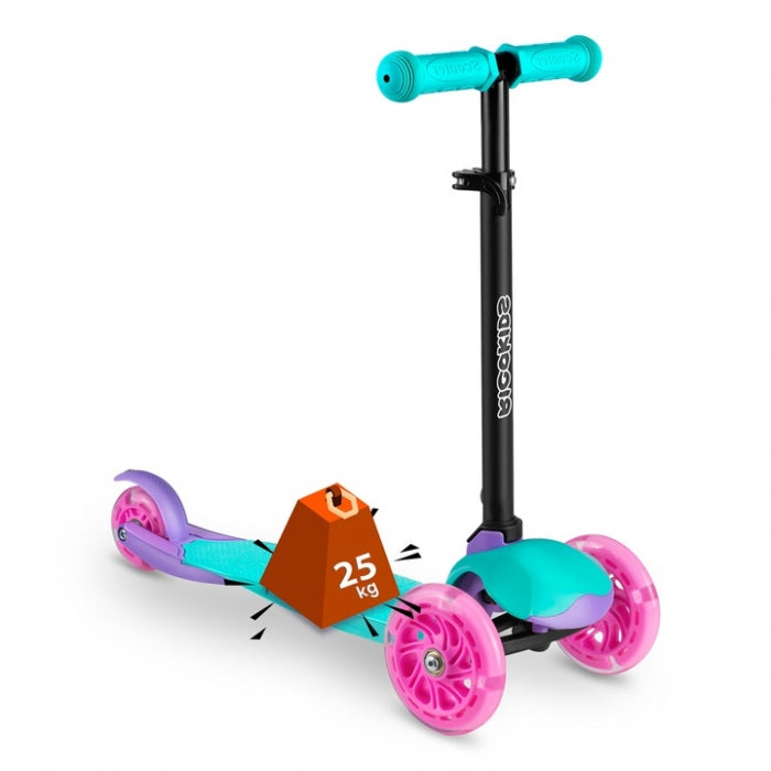 Trotineta cu roti cu LED Ricokids Loco 765104 - Turcoaz cu roz