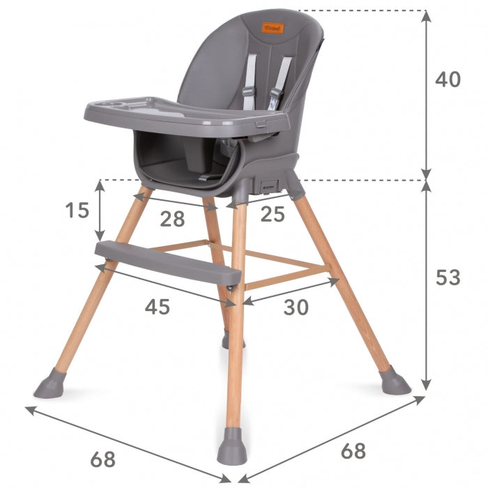 Scaun de masa 4 in 1 Kidwell EATAN Wood Gray