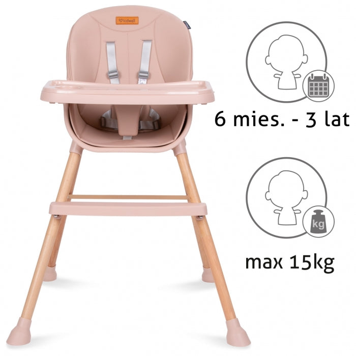 Scaun de masa 4 in 1 Kidwell EATAN Wood Pink