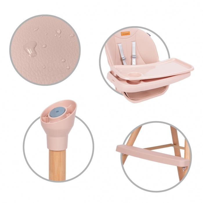 Scaun de masa 4 in 1 Kidwell EATAN Wood Pink