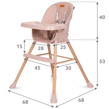 Scaun de masa 4 in 1 Kidwell EATAN Wood Pink