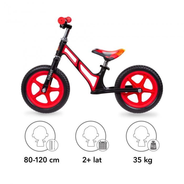 Bicicleta fara pedale cu cadru din magneziu Kidwell COMET - Black Red