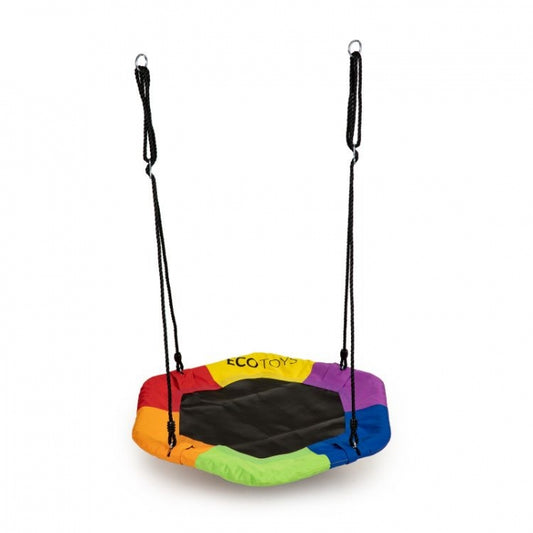 Leagan pentru copii rotund, tip cuib de barza, suspendat, Ecotoys MIR6023 - Multicolor