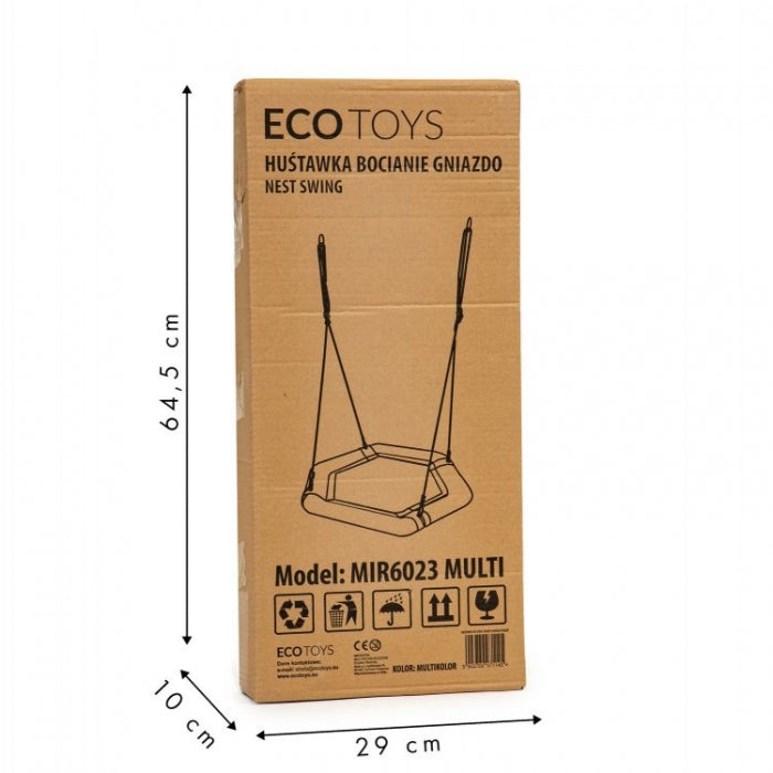 Leagan pentru copii rotund, tip cuib de barza, suspendat, Ecotoys MIR6023 - Multicolor
