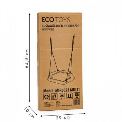 Leagan pentru copii rotund, tip cuib de barza, suspendat, Ecotoys MIR6023 - Multicolor