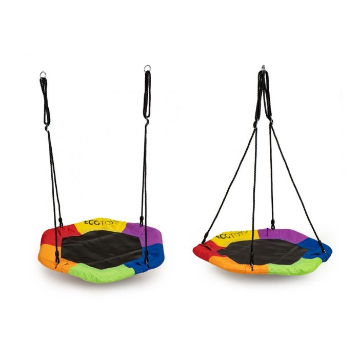 Leagan pentru copii rotund, tip cuib de barza, suspendat, Ecotoys MIR6023 - Multicolor