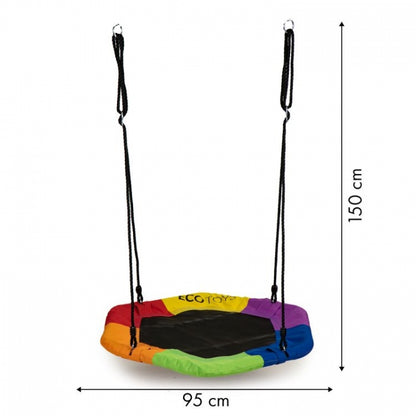 Leagan pentru copii rotund, tip cuib de barza, suspendat, Ecotoys MIR6023 - Multicolor