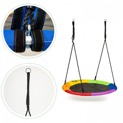 Leagan pentru copii rotund, tip cuib de barza, suspendat, 110 cm, Ecotoys MIR6001 - Multicolor