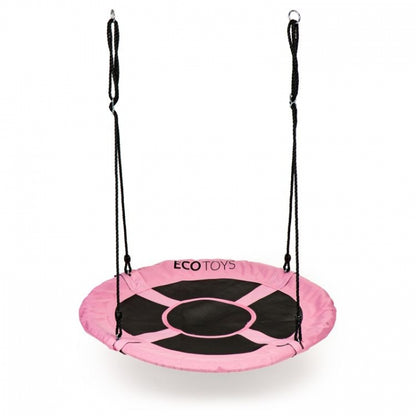 Leagan pentru copii rotund, tip cuib de barza, suspendat, 110 cm, Ecotoys MIR6001 - Roz