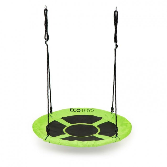 Leagan pentru copii rotund, tip cuib de barza, suspendat, 110 cm, Ecotoys MIR6001 - Verde