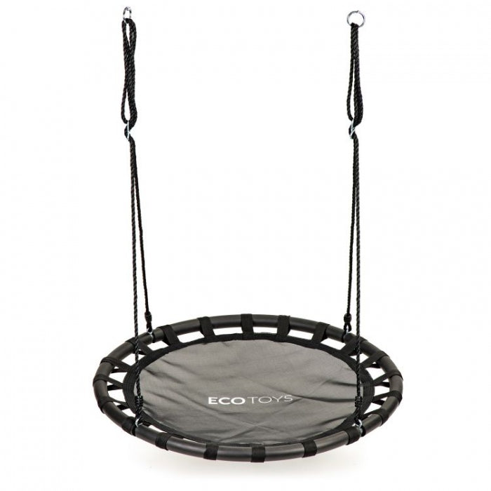 Leagan pentru copii rotund, tip cuib de barza, suspendat, 100 cm, Ecotoys MIR6300 - Negru
