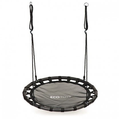 Leagan pentru copii rotund, tip cuib de barza, suspendat, 100 cm, Ecotoys MIR6300 - Negru