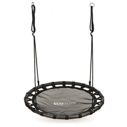 Leagan pentru copii rotund, tip cuib de barza, suspendat, 100 cm, Ecotoys MIR6300 - Negru