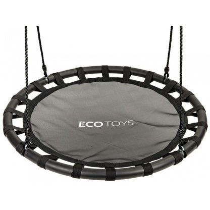 Leagan pentru copii rotund, tip cuib de barza, suspendat, 100 cm, Ecotoys MIR6300 - Negru