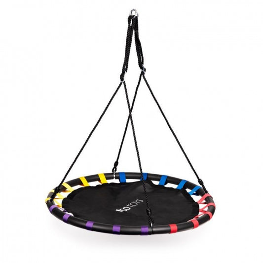 Leagan pentru copii rotund, tip cuib de barza, suspendat, 100 cm, Ecotoys MIR6300-1 - Negru