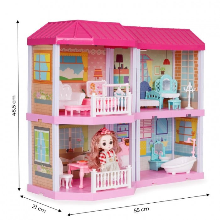 Casuta pentru papusi cu mobilier si LED-uri Ecotoys HC507651