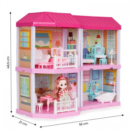 Casuta pentru papusi cu mobilier si LED-uri Ecotoys HC507651