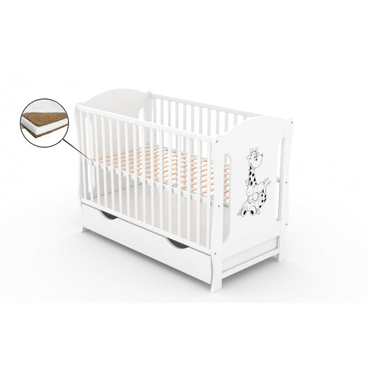 Patut cu sertar VESSANTI ZUZA - Alb + Saltea Cocos 10 cm 