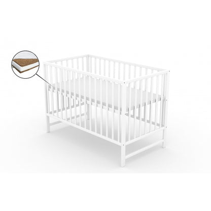 Patut fara sertar VESSANTI Clasico Alb + Saltea Cocos 8 cm 