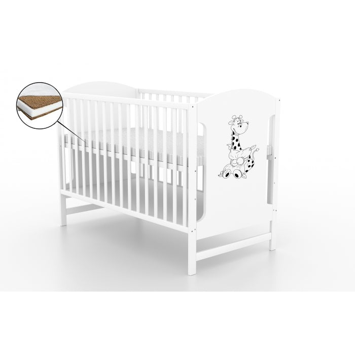 Patut fara sertar VESSANTI Milo Girafa Alb + Saltea Cocos 8 cm 