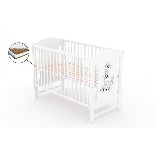 Patut fara sertar VESSANTI Zuza Alb + Saltea Cocos 8 cm 