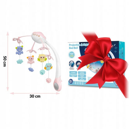 Carusel muzical pentru patut cu proiector, sunete si jucarii Ricokids RK-813 - Roz