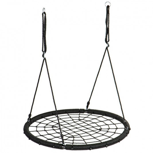 Leagan pentru copii rotund, tip cuib de barza, suspendat, 100 cm, Ecotoys MIR8015 - Negru