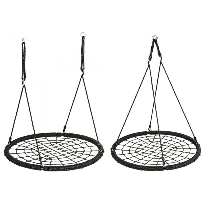 Leagan pentru copii rotund, tip cuib de barza, suspendat, 100 cm, Ecotoys MIR8015 - Negru