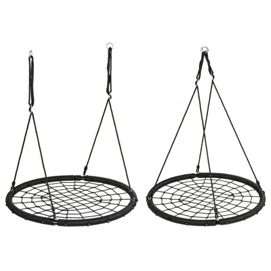 Leagan pentru copii rotund, tip cuib de barza, suspendat, 100 cm, Ecotoys MIR8015 - Negru