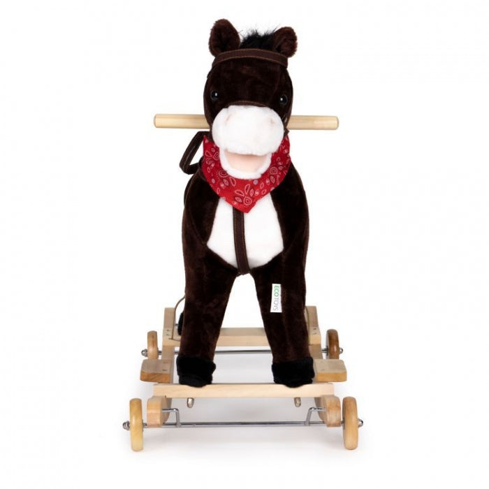 Calut balansoar cu roti, sunete si coada in miscare Ecotoys XL-106W - Ciocolatiu
