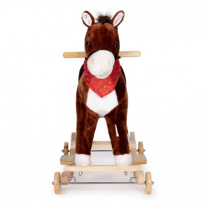 Calut balansoar cu roti, sunete si coada in miscare Ecotoys XL-106W - Maro