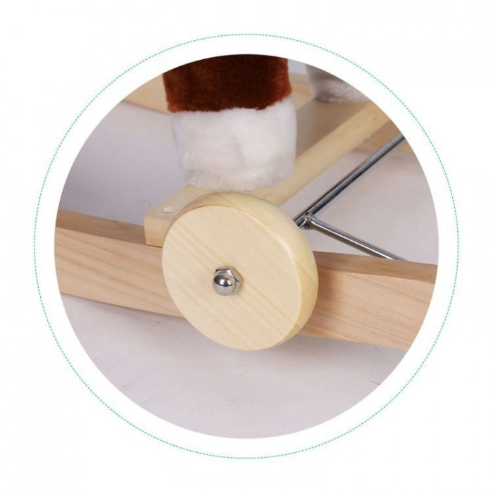 Calut balansoar cu roti, sunete si coada in miscare Ecotoys XL-106W - Maro