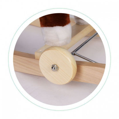 Calut balansoar cu roti, sunete si coada in miscare Ecotoys XL-106W - Maro