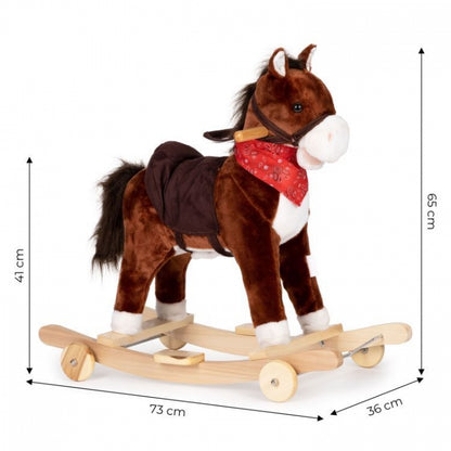 Calut balansoar cu roti, sunete si coada in miscare Ecotoys XL-106W - Maro
