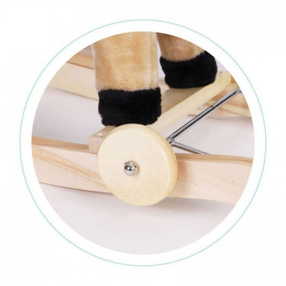 Calut balansoar cu roti, sunete si coada in miscare Ecotoys XL-106W - Bej